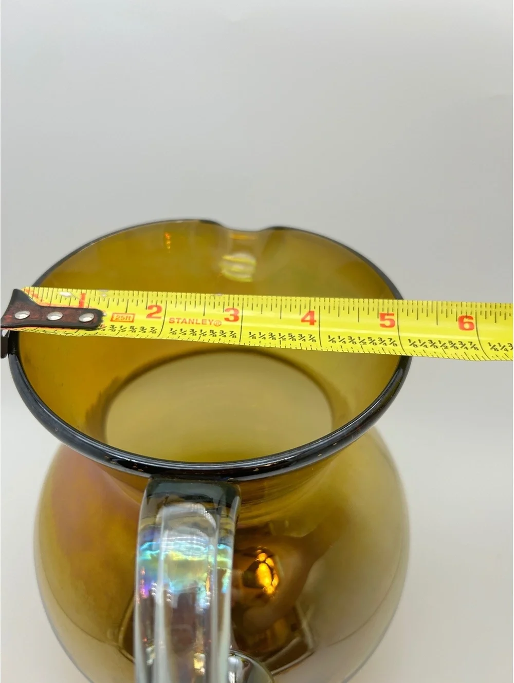 Vintage Iridescent Amber Glass Pitcher 48 oz
